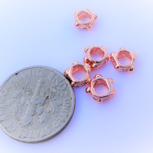 5 pc Rose gold , 18k rose gold over 925 sterling silver 6mm beads,spacers, shiny rose gold beads or spacers, beads,spacers, pink gold nugget
