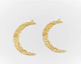 Vermeil, 18k gold over 925 sterling silver moon charm, shiny or matte gold moon, vermeil moon, moon, gold large moon charm, crescent moon
