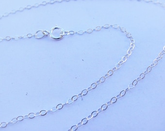 925 sterling silver 20" long flat cable  chain, silver chain with clasp, 20" chain
