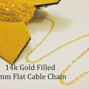 14k Gold filled 1.3mm flat cable chain, gold chain, flat cable chain, chain, gold cable chain, gold chain, flat cable chain, silver chain