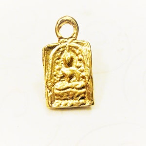 Vermeil,18k gold over 925 Sterling Silver Large Charm BUDDHA , Beautiful Spiritual Holy Meditation Finding, Pendant 1pc., matte gold buddha
