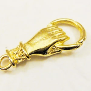 Vermeil, 18k gold over 925 Sterling silver Hand Holding Ring Connector, hand holding ring connector, matte gold hand holding ring, hand
