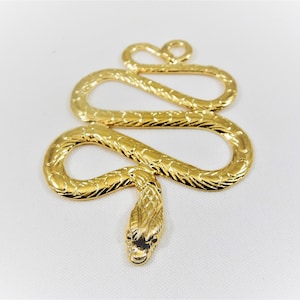 Vermeil, ciondolo a forma di serpente in oro 18k su argento sterling 925, grande ciondolo a forma di serpente in oro lucido, grande serpente in vermeil, serpente, ciondolo a forma di serpente