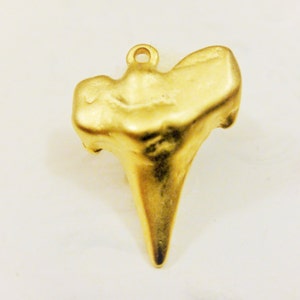 Large Shark Tooth Pendant - vermeil gold shark tooth charm, 18k gold plated over 925 sterling silver, matte gold shark tooth, large shark