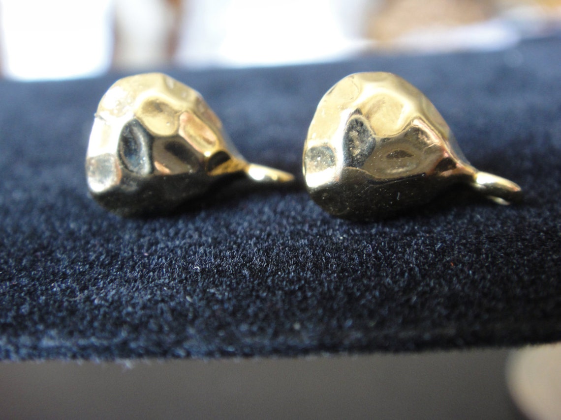 2 Pc Vermeil, 18k Gold Over 925 Sterling Silver Hammered Heart Post ...