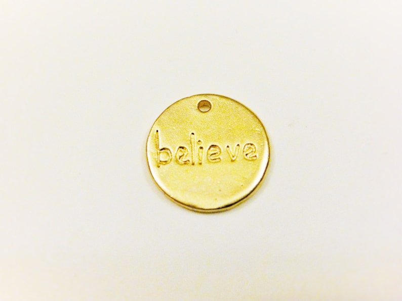 matte gold charm vermeil disc 18k gold plated sterling silver disc-believe