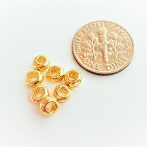 5 pc.Vermeil,18k gold over 925 Sterling Silver 4mm Nugget Beads - small  nugget beads, nugget beads, beads, vermeil beads, gold round beads