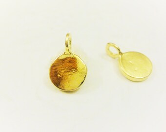 Vermeil, 18k gold over 925 Sterling Silver Blank Discs -  blank round disc, small gold disc, shiny gold blank disc charm, small disc charm