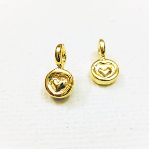 2pc Veremil, 18k gold over 925 sterling silver heart charm, shiny gold heart, vermeil  tiny heart, heart charms, vermeil tiny heart charms
