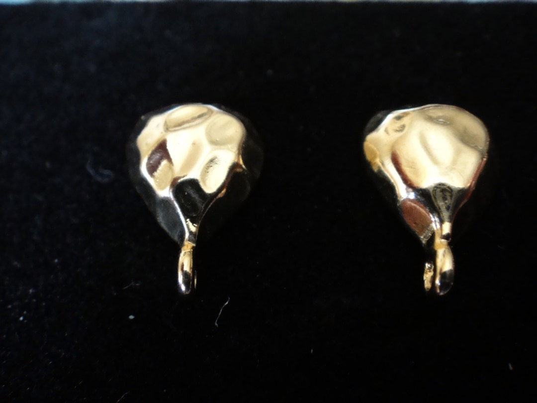 2 Pc Vermeil, 18k Gold Over 925 Sterling Silver Hammered Heart Post ...