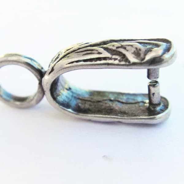 925 sterling silver oxidized bail, silver pinch bail, bail, sterling silver bail