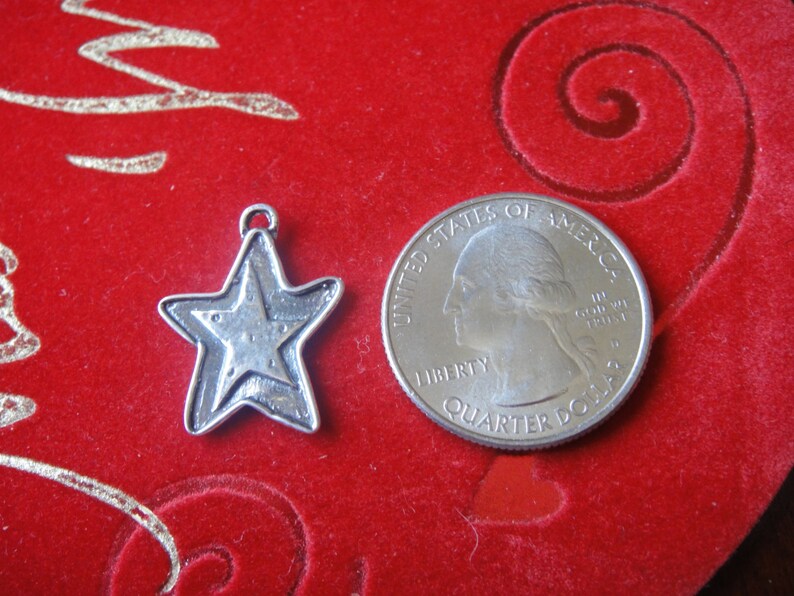 silver star charm star silver star 925 sterling silver oxidized STAR charm or pendant 1 pc.