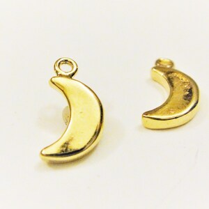 2 Pc Vermeil, 18k Gold Over 925 Sterling Silver Moon Charms, Small Gold ...
