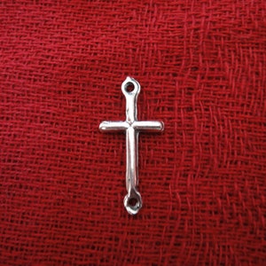 925 sterling silver oxidized  sideways cross connector charm, sterling silver cross connector, silver sideways cross, silver small cross