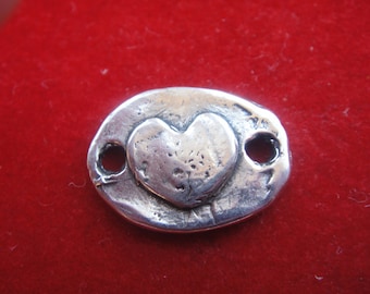 Connecteur en argent sterling 925 avec coeur, connecteur coeur, connecteur en argent avec coeur, coeur en argent sterling, coeur sterling, breloque coeur,
