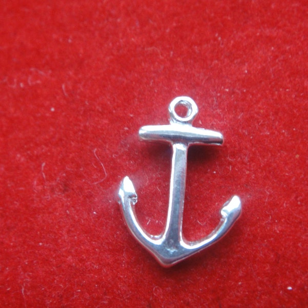 2PC 925 Sterling Silver Anchor Charm, silver Anchor charm 2 pc., sterling silver anchor, small anchor, Shiny silver, silver anchor charm