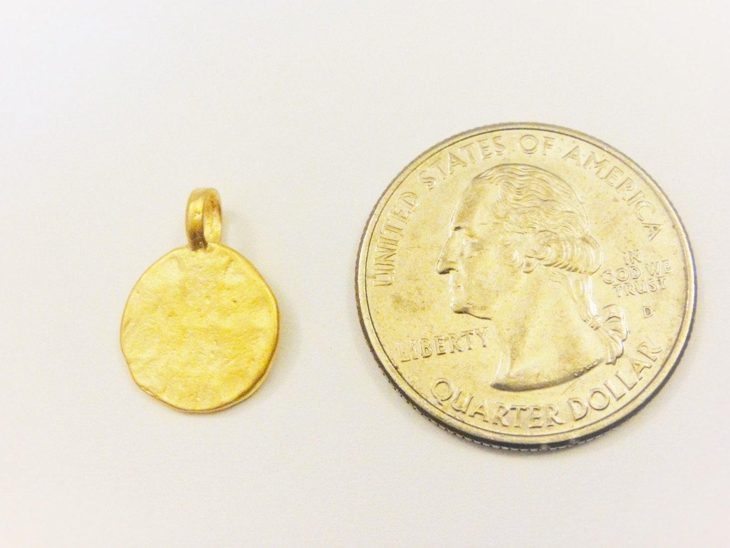 Vermeil, 18K Gold Over 925 Sterling Silver Hammered Blank Disc, Matte ...