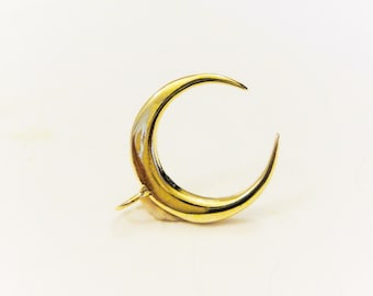 Vermeil, 18k gold over 925 sterling silver Crescent Moon Pendant - gold moon charm , vermeil moon, half moon, shiny gold moon