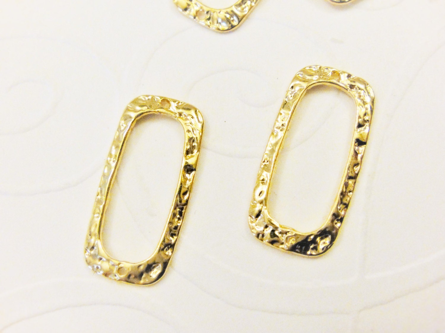 Vermeil 18k Gold Over 925 Sterling Silver Textured Rectangle Charm ...