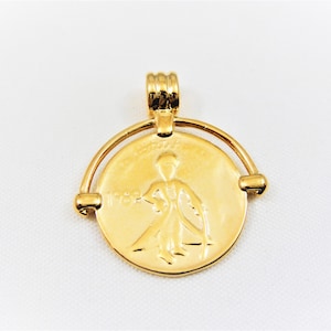 Vermeil, 18k gold over 925 sterling silver coin medallion, antique coin medallion, coin, greek coin, spanish medallion, coin disc, medallion
