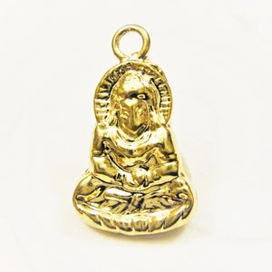 Vermeil, 18k gold over 925 Sterling Silver BUDDHA , Beautiful Spiritual Holy Meditation Finding, Pendant 1pc., shiny vermeil buddha, buddha,