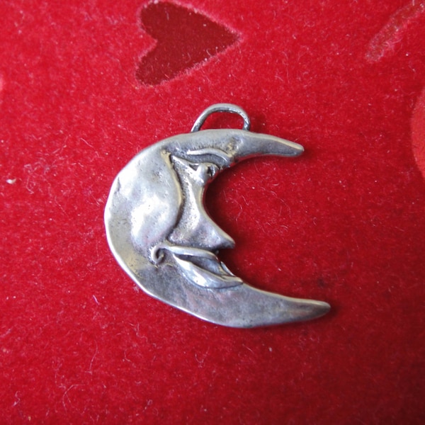 925 sterling silver crescent face moon pendant, moon charm, silver moon, moon, sterling silver moon, silver moon face charm, moon face, moon