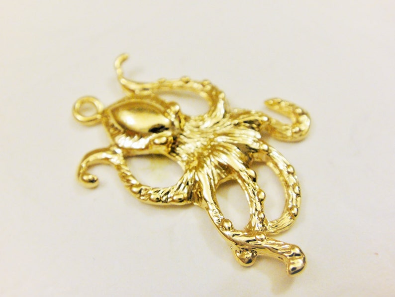 18k gold over 925 sterling silver octopus charm gold octopus vermeil octopus Vermeil octopus