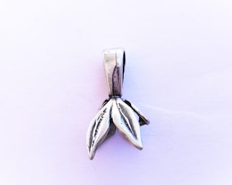 Asa de plata de ley 925 oxidada con forma de hoja, asa de plata, asa, asa de plata de ley con forma de hoja.