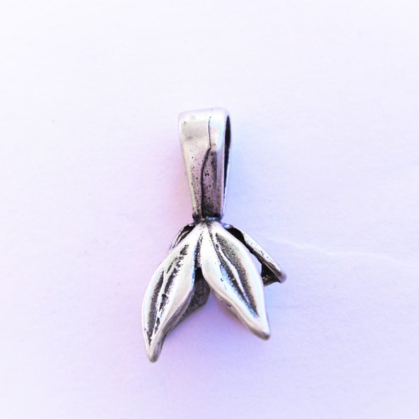 925 sterling silver oxidized leaf pinch bail, silver bail, bail, sterling silver leaf bail,