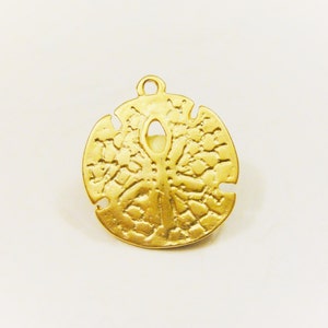 Vermeil, 18k gold over 925 sterling silver sand dollar charm, gold sand dollar, vermeil sand dollar, beach charm, matte gold sand dollar