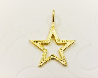 Vermeil, 18k gold over 925 sterling silver STAR charm or pendant 1pc, matte vermeil star charm, star, vermeil star, star charm, vermeil star