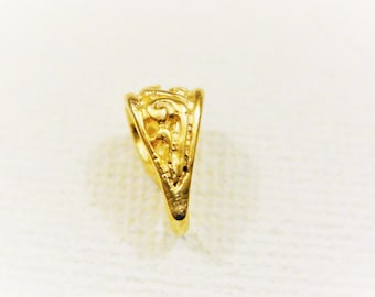 Vermeil, 18k gold over 925 sterling silver bail, matte  gold bail, vermeil bail, vermeil filigree bail, gold bail, silver bail, vermeil bail