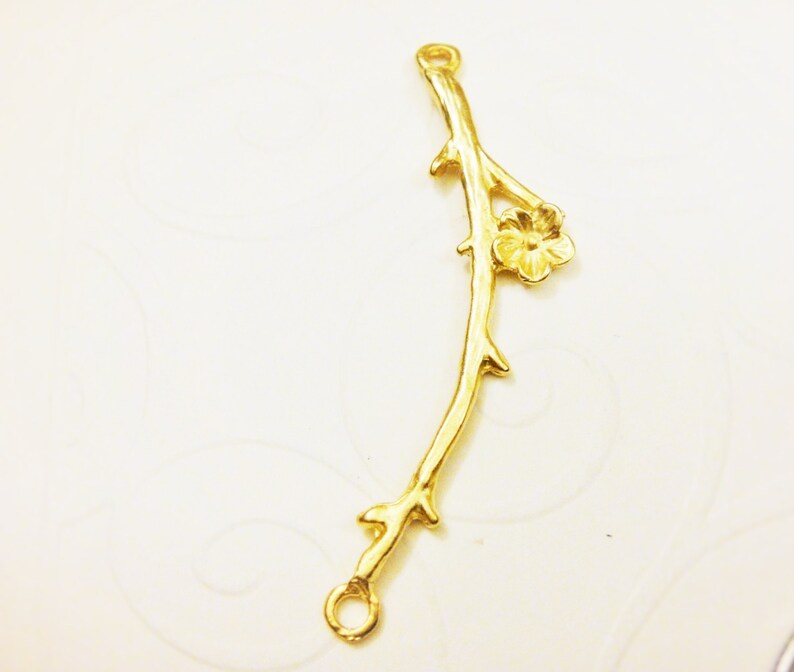 18K gold over 925 sterling silver branch charm connector,matte vermeil branch connector, vermeil branch, branch charm, connector, matte gold image 5