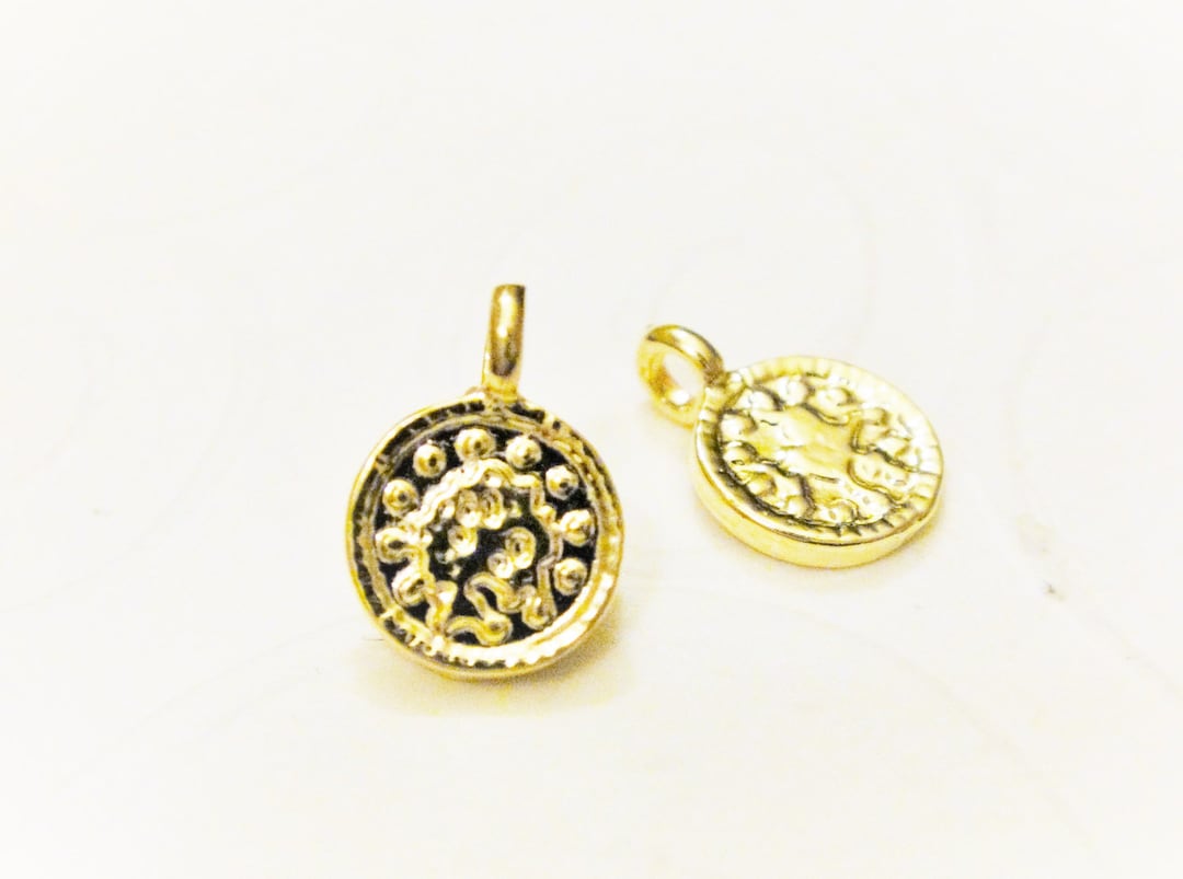 2 Pc. Vermeil, 18k Gold Over 925 Sterling Silver Round Circle Charm ...