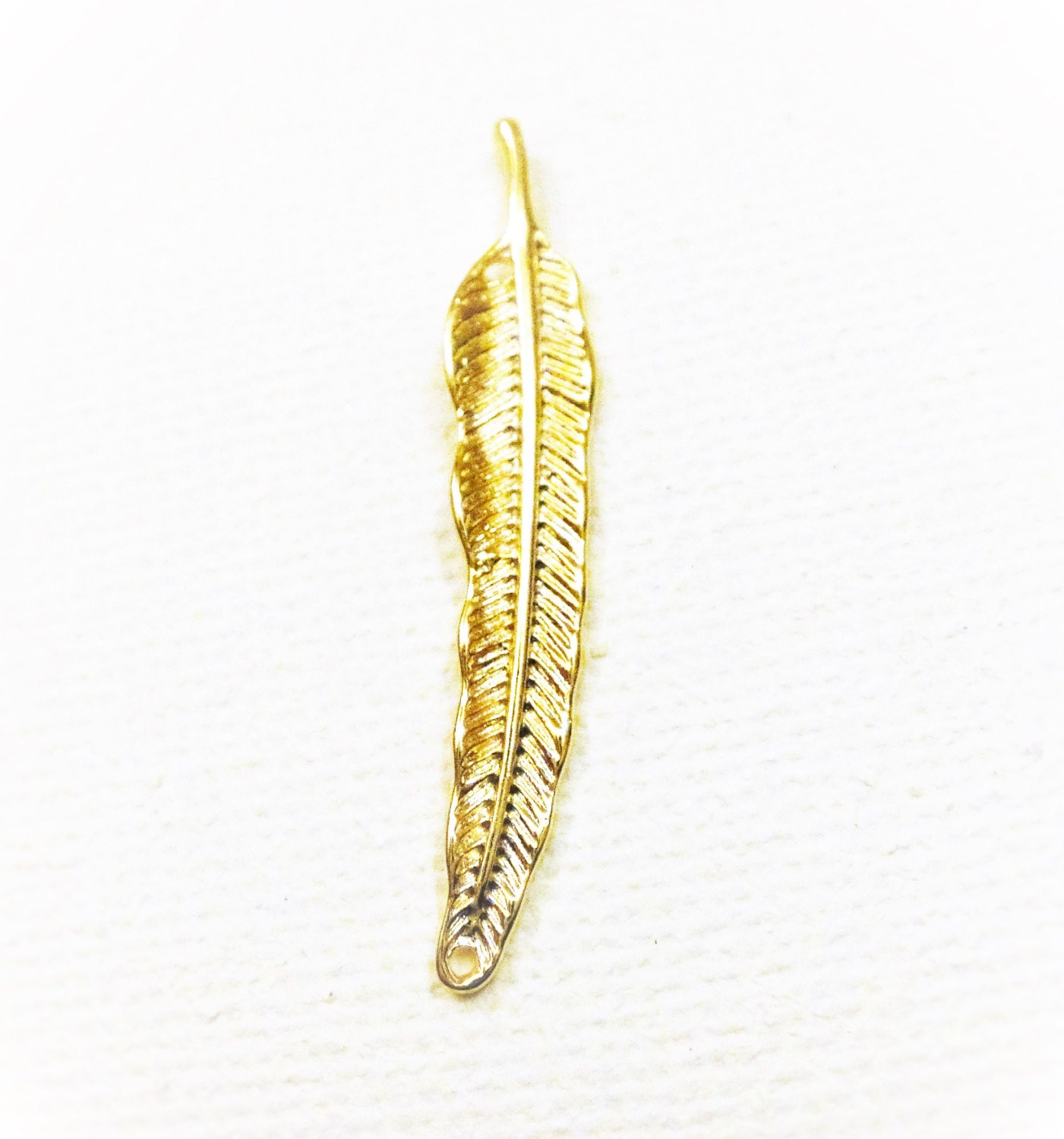 Vermeil, 18k Gold Over 925 Sterling Silver Feather Connector Charm ...