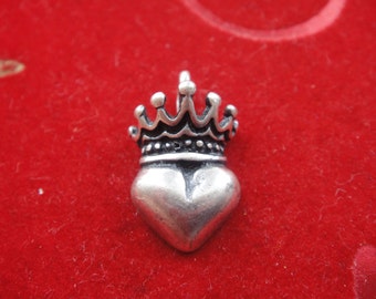 925 sterling silver Irish Claddagh Crown Heart Charm - silver  irish claddagh crown heart, sterling silver heart, silver crown heart, heart