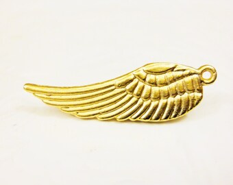 Vermeil, 18k gold over 925 sterling silver angel wing charm 1 pc., matte gold angel wing, angel wing, vermeil angel wing charm, angel wing