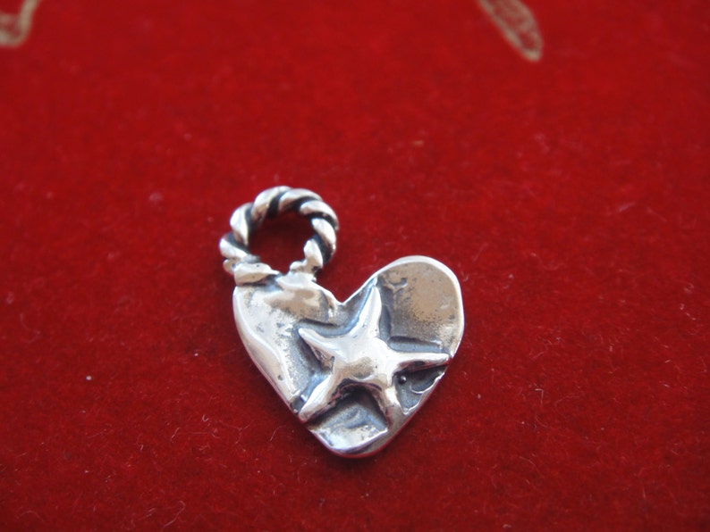 925 sterling silver oxidized heart, silver heart, heart, sterling silver heart with star, silver star, silver heart and star, heart star image 1