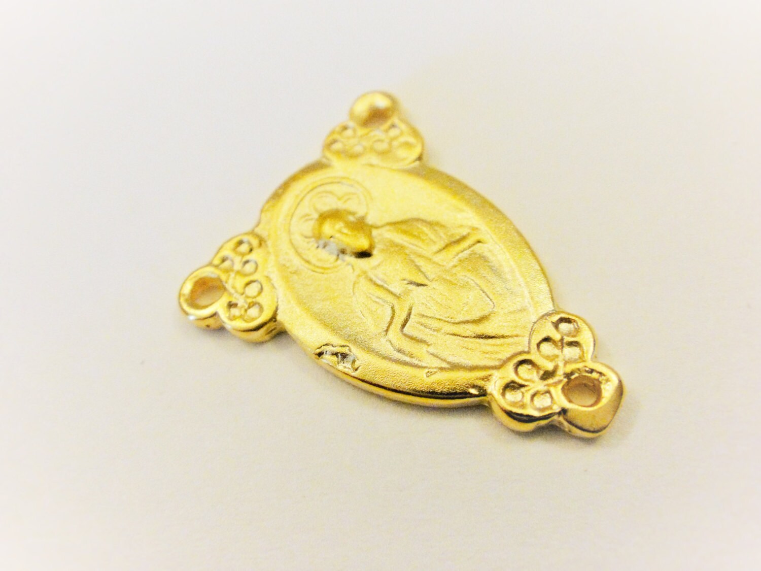 Vermeil, 18k Gold Over 925 Sterling Silver Rosary Connector, Matte Gold ...