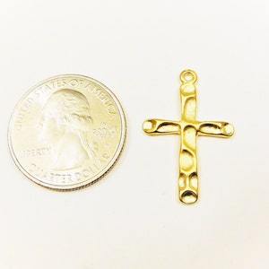 Vermeil, 18k gold over 925 sterling silver hammered cross, matte gold cross, vermeil hammered cross, cross, hammered cross, small cross image 5