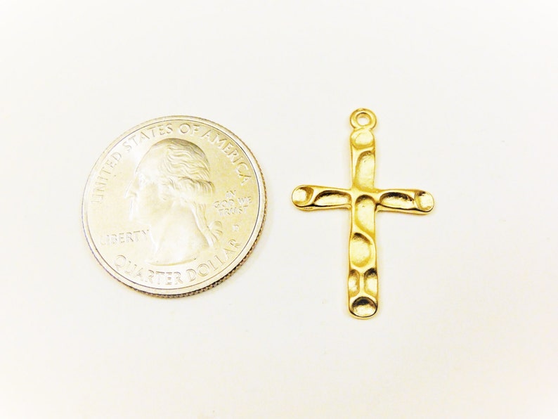 Vermeil, 18k gold over 925 sterling silver hammered cross, matte gold cross, vermeil hammered cross, cross, hammered cross, small cross image 5