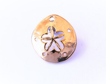 Vermeil, 18k gold over 925 sterling silver sand dollar charm, shiny gold sand dollar, vermeil sand dollar, beach charms,  gold sand dollar