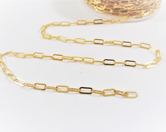 Gold filled drawn flat cable chain 6x2.5mm, gold filled chain, gold filled drawn flat cable chain, chain by the foot, gold flat cable chain