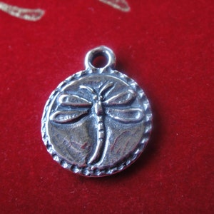 925 sterling silver oxidized dragonfly charm, silver charm with dragonfly, silver dragonfly, sterling silver dragonfly charm, dragon fly