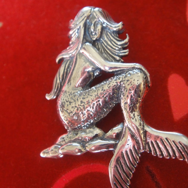 925 sterling silver oxidized large mermaid charm, pendant, large silver mermaid charm or pendant, sterling silver mermaid charm, mermaid