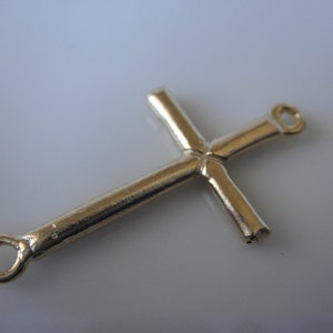 Vermeil, 18k gold over 925 Sterling Silver Sideways Cross Connector Charm, vermeil cross, cross, cross connector, sideways cross charm