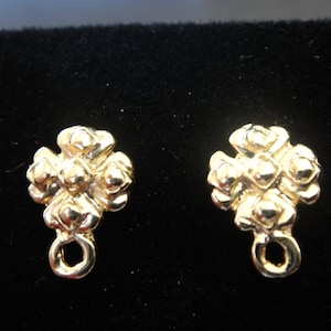 2 pc. Vermeil, 18k gold over 925 sterling silver flower post earrings, earring posts, vermeil post earrings, shiny gold flower post earrings