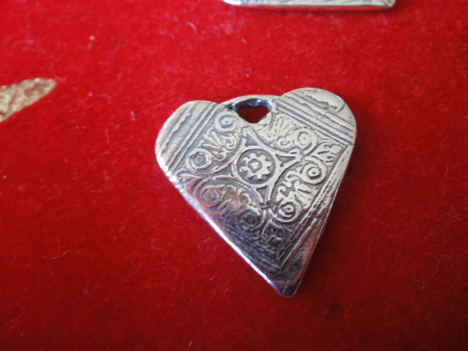 Oxidized Heart Charm with Cat Silhouette main image 1
