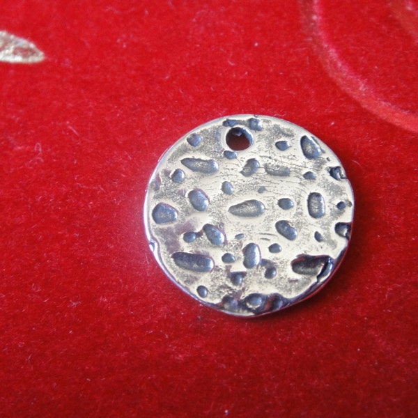 925 Sterling Silver Oxidized Hammered Disc Charm -  blank sterling silver hammered sequins pendant, silver disc, blank hammered disc charm