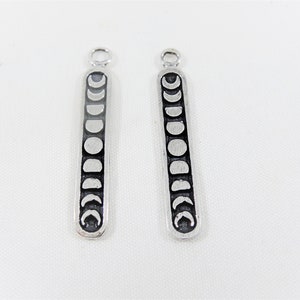 925 sterling silver Moon Phases Charm, Phases of the moon, 925 sterling silver bar charm, silver moon and sun bar,moon, half moon, full moon